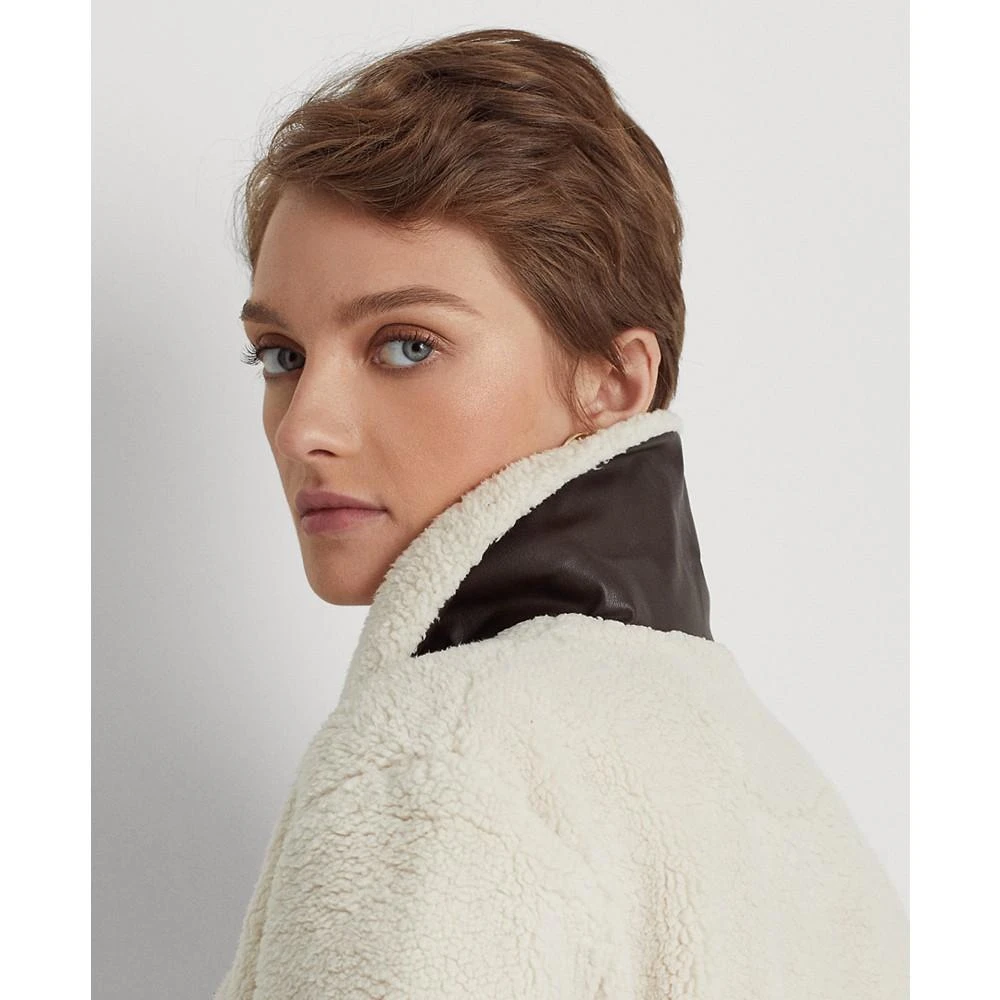 商品Ralph Lauren|Women's Faux-Leather-Trim High-Pile Fleece Coat,价格¥872,第3张图片详细描述