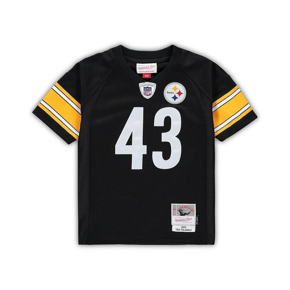 商品Mitchell & Ness|Toddler Boys and Girls Troy Polamalu Black Pittsburgh Steelers 2005 Retired Legacy Jersey,价格¥601,第3张图片详细描述