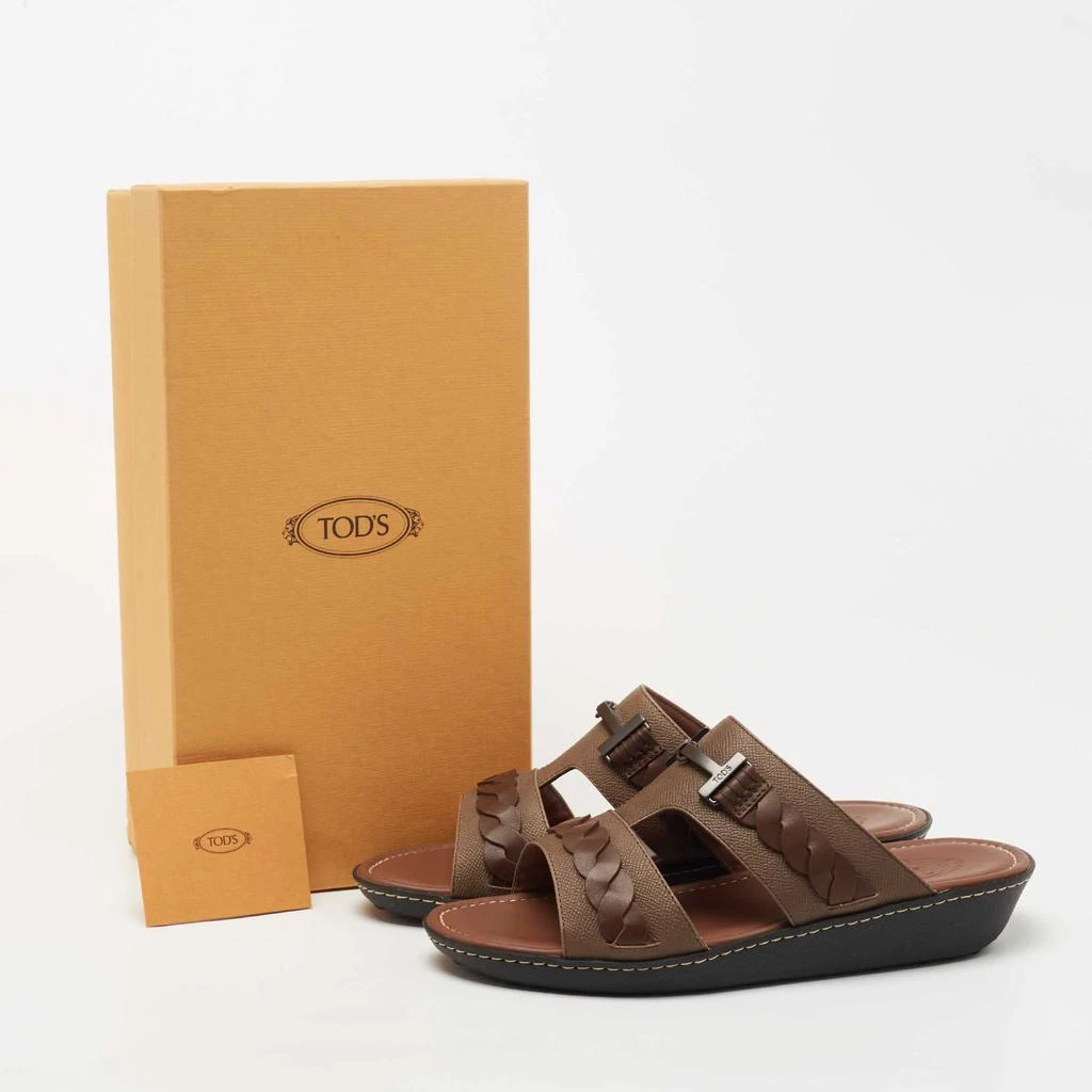 Tod's Brown Leather Slide Sandals Size 42 商品