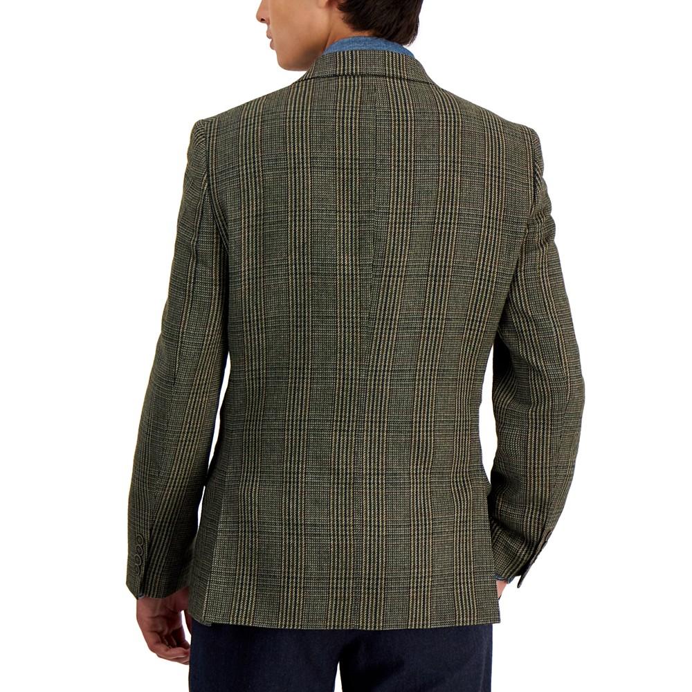 Men's Modern-Fit Plaid Herringbone Tweed Sport Coat商品第2张图片规格展示