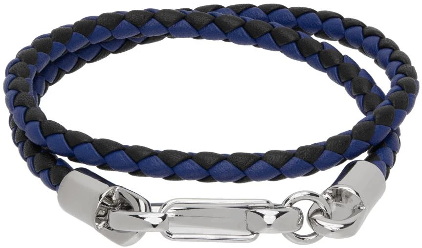 商品Marni|Blue & Black Braided Leather Bracelet,价格¥842,第2张图片详细描述