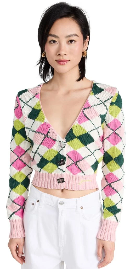 商品Ganni|GANNI Graphic Cotton V-neck Cardigan,价格¥1327,第1张图片