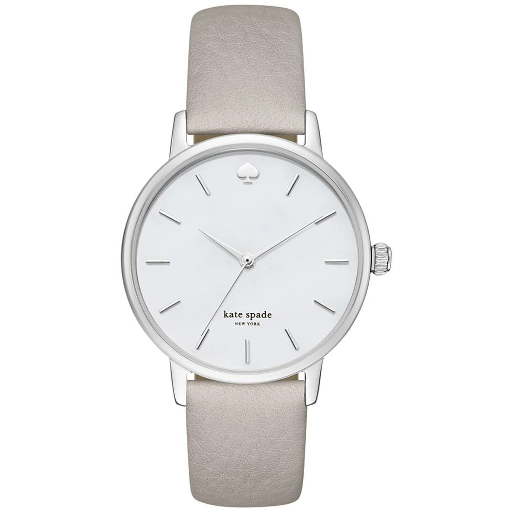 商品Kate Spade|Women's Metro Clocktower Gray Leather Strap Watch 34mm KSW1141,价格¥831,第1张图片