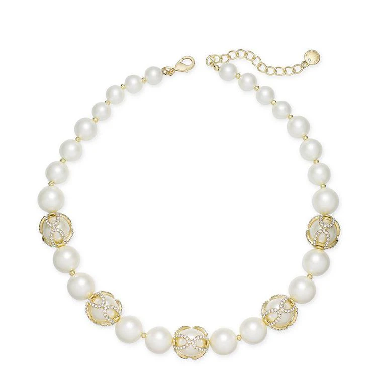 商品Charter Club|Gold-Tone Imitation Pearl and Pavé Collar Necklace, Created for Macy's,价格¥98,第1张图片