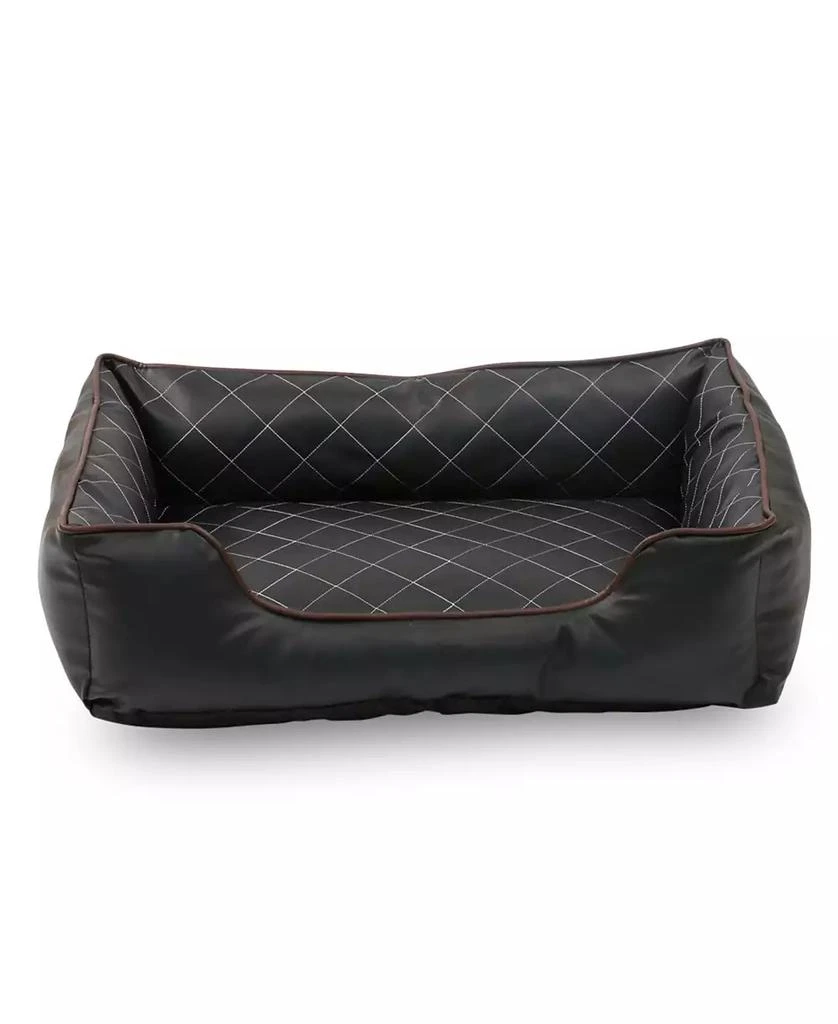 商品Macy's|Happycare Textiles Luxury All Sides Faux Leather Rectangle Pet Bed, 31"x23",价格¥715,第1张图片