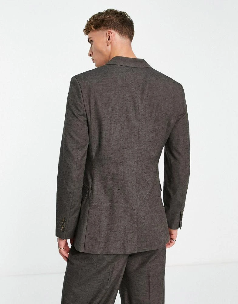 商品ASOS|ASOS DESIGN slim wrap suit jacket in brown twill,价格¥581,第2张图片详细描述