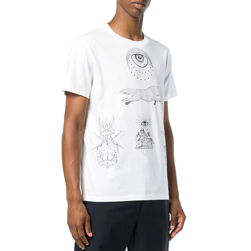 Valentino 华伦天奴 白色男士印花短袖T恤 QV0MG14B-57B-0B0商品第2张图片规格展示