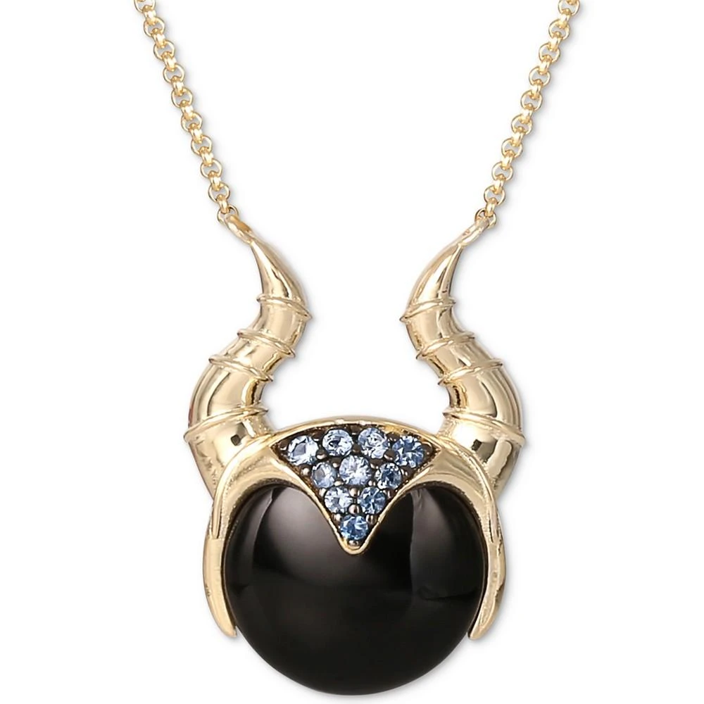 商品Disney|Onyx & Cubic Zirconia Sleeping Beauty Maleficent Horns 18" Pendant Necklace in 18k Gold-Plated Sterling Silver,价格¥535,第1张图片