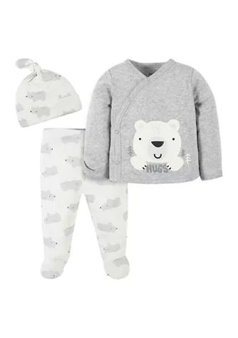 Baby Boys 3 Piece Polar Bear Sweatshirt and Pants Set商品第1张图片规格展示