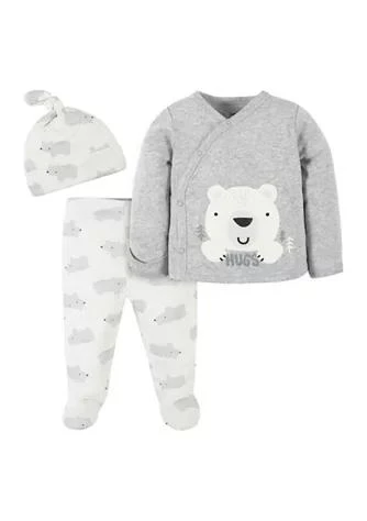 商品Gerber|Baby Boys 3 Piece Polar Bear Sweatshirt And Pants Set,价格¥58,第1张图片