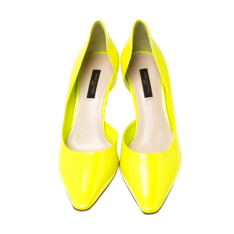 商品[二手商品] Louis Vuitton|Louis Vuitton Flourescent Leather Pointed Toe D'orsay Pumps Size 36,价格¥1404,第3张图片详细描述