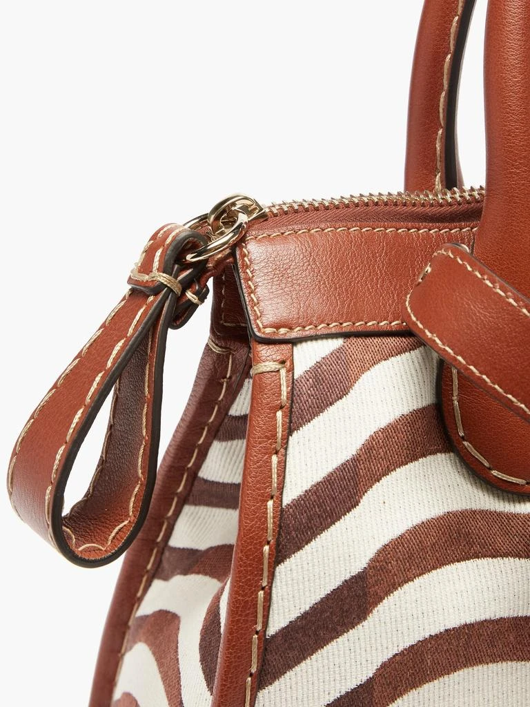 Edith leather-trim striped canvas bag 商品