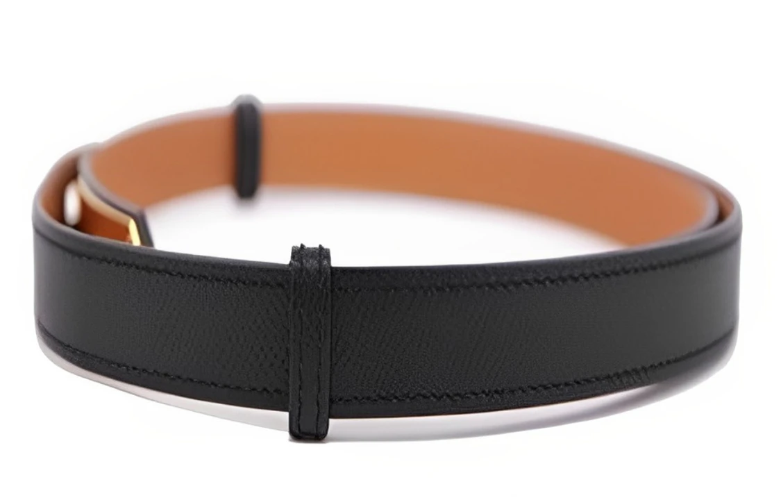 商品[国内直发] Hermes|爱马仕 Kelly金色扣 Epsom小牛皮腰带 牛皮 皮带 女款 黑色 1.8cm,价格¥7698,第3张图片详细描述