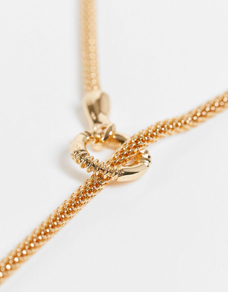 ASOS DESIGN lariat necklace in thread through design in gold tone商品第3张图片规格展示