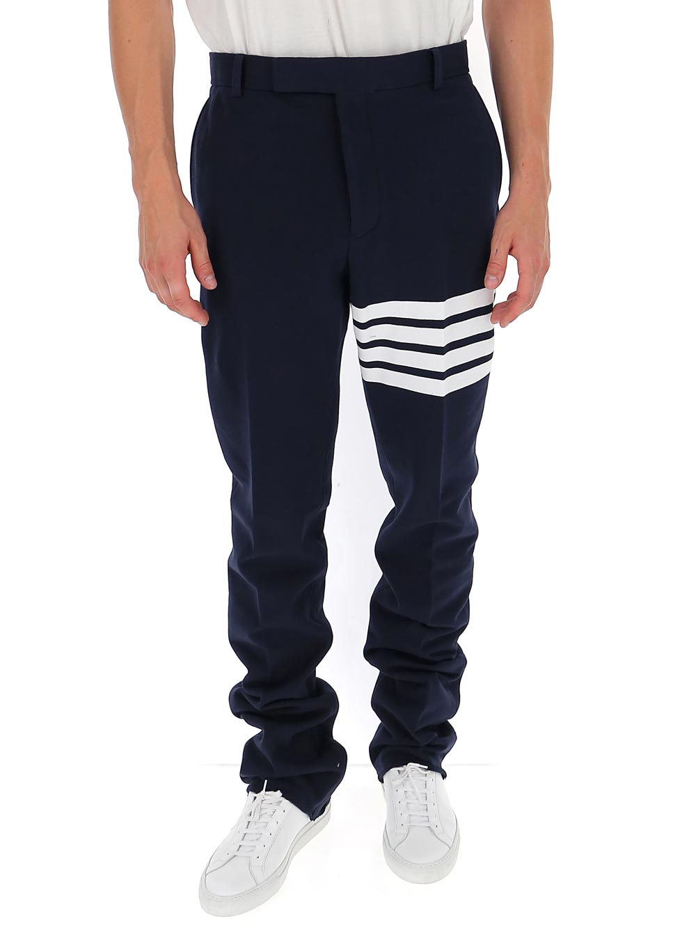 THOM BROWNE 汤姆·布朗 男士蓝色棉质休闲裤 MTU187A-00535-415商品第1张图片规格展示