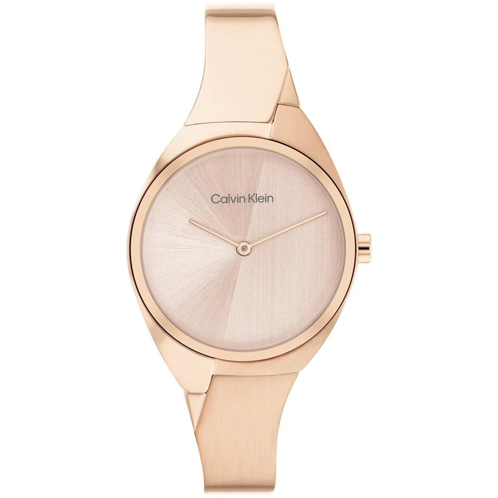 商品Calvin Klein|Women's 2-Hand Carnation Gold-Tone Stainless Steel Bangle Bracelet Watch 30mm,价格¥1426,第1张图片