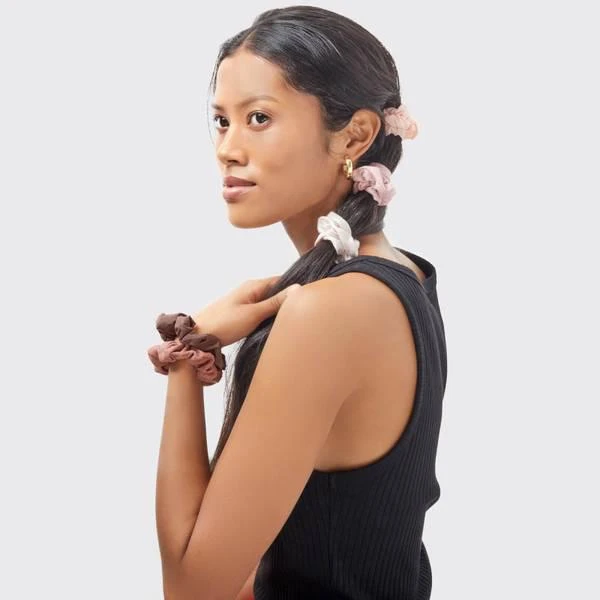 商品Kitsch|Kitsch Assorted Textured Scrunchies Set - Terracotta (Pack of 5),价格¥73,第3张图片详细描述