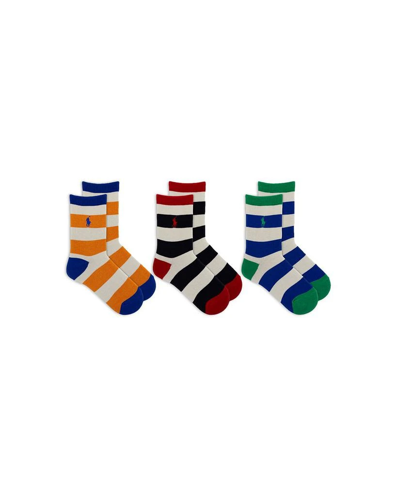 商品Ralph Lauren|Boys' Rugby Stripe Socks, 3 Pairs - Little Kid, Big Kid,价格¥134,第1张图片详细描述