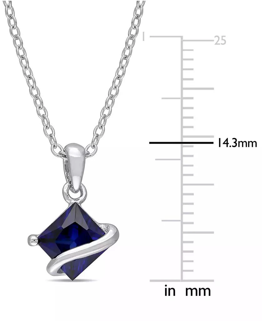 商品Macy's|Lab-Grown Blue Sapphire Square 18" Pendant Necklace (1-1/3 ct. t.w.) in Sterling Silver,价格¥514,第3张图片详细描述