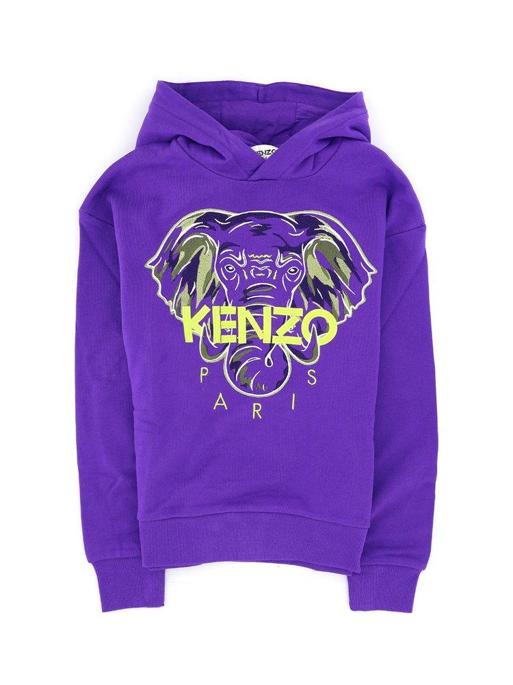 Kenzo Kids Logo Embroidered Long-Sleeved Hoodie商品第1张图片规格展示