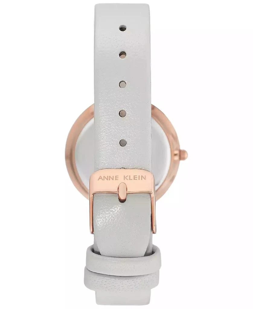 商品Anne Klein|Women's Light Gray Leather Strap Watch 32mm,价格¥292,第3张图片详细描述