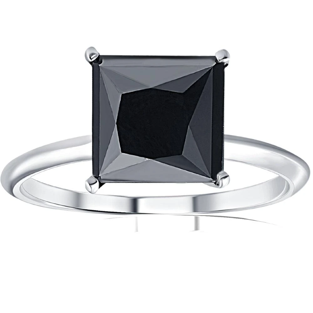 商品Pompeii3|3Ct Black Moissanite Princess Cut Solitaire Engagement Ring 14k White Gold,价格¥3972,第1张图片