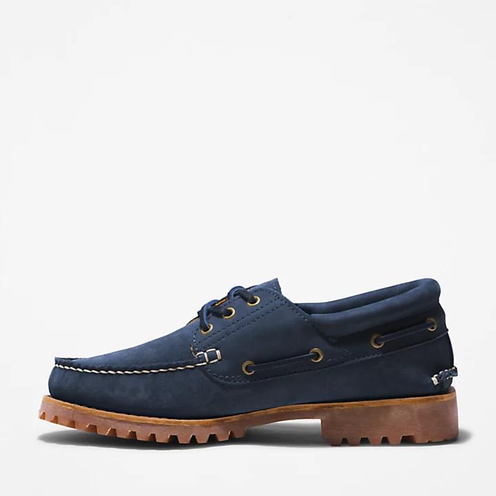 Timberland® 3-Eye Lug Handsewn Boat Shoe for Men in Navy商品第6张图片规格展示