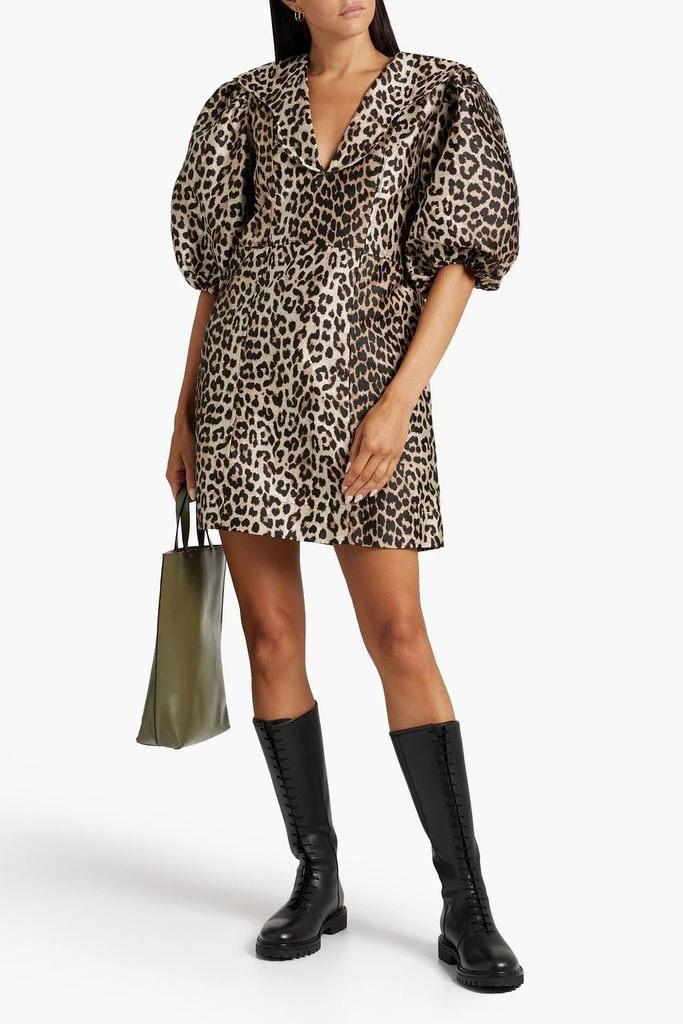 商品Ganni|Leopard-jacquard mini dress,价格¥1057,第4张图片详细描述