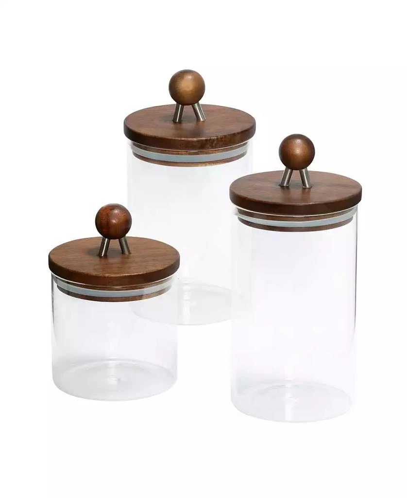 商品Honey Can Do|3-Pc. Acacia Top Glass Kitchen Canister Set,价格¥822,第4张图片详细描述