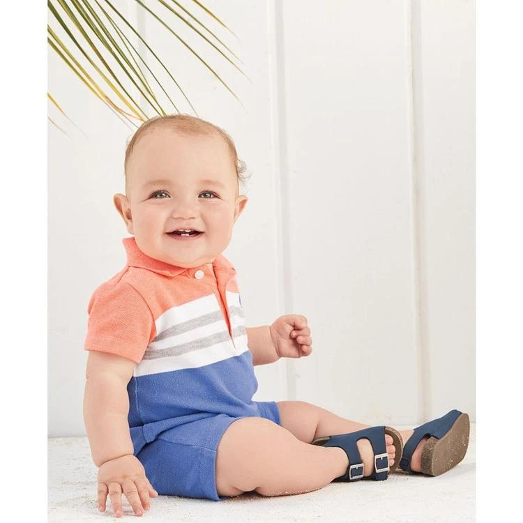 商品Carter's|Striped Colorblocked Polo Romper, Baby Boys (0-24 months),价格¥60,第3张图片详细描述