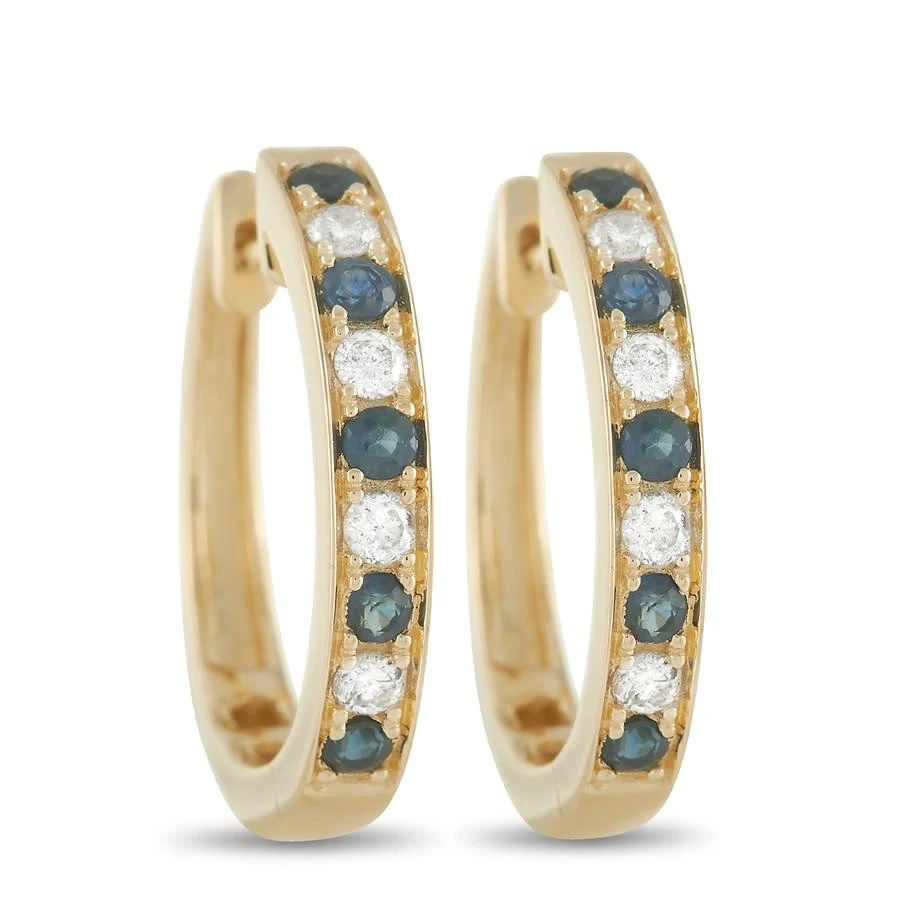 商品LB Exclusive|14K Yellow Gold 0.25ct Diamond and Sapphire Hoop Earrings,价格¥7847,第1张图片