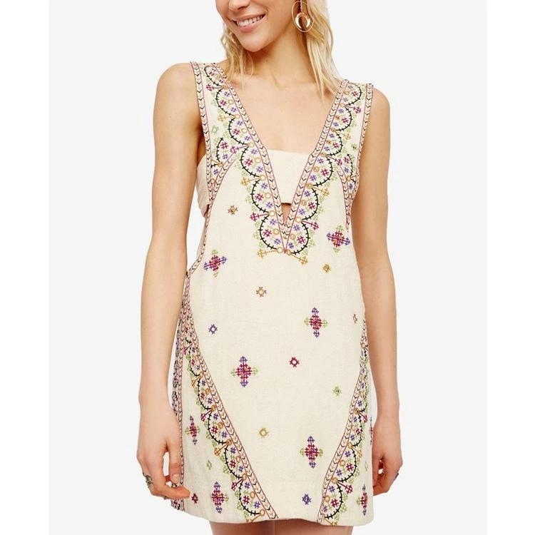 商品Free People|Never Been Mini Bandeau-Tie Embroidered Mini Dress,价格¥441,第1张图片