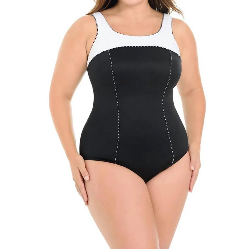 商品Miraclesuit|Miraclesuit - Colorblock Plus Size Touche Underwire One Piece Swimsuit,价格¥935,第1张图片
