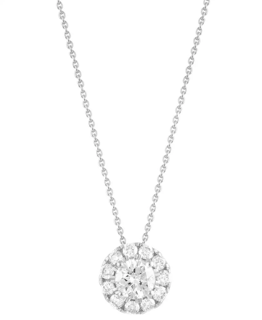 商品Macy's|Diamond Halo 18" Pendant Necklace (1/2 ct. t.w.) in 14k White Gold,价格¥15864,第3张图片详细描述