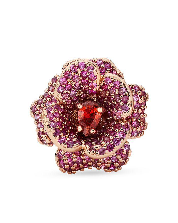 商品Kate Spade|Rosy Pink Pavé Flower Stud Earrings in Gold Tone,价格¥499,第5张图片详细描述