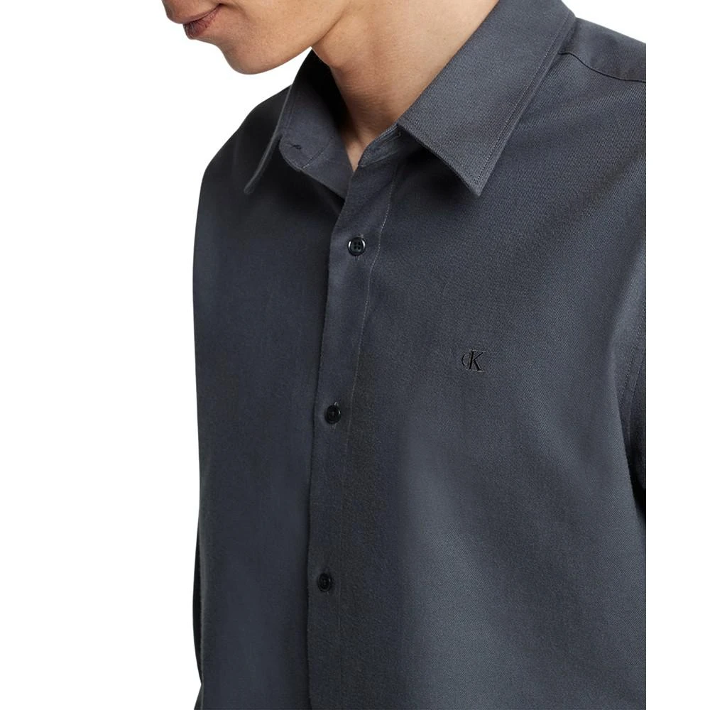 商品Calvin Klein|Men's Regular-Fit Solid Button-Down Flannel Shirt,价格¥95,第3张图片详细描述