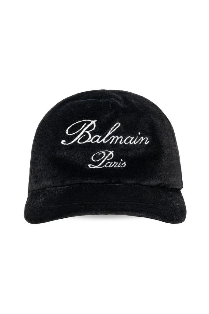 商品Balmain|Balmain Kids Logo Embroidered Velour Cap,价格¥526,第1张图片