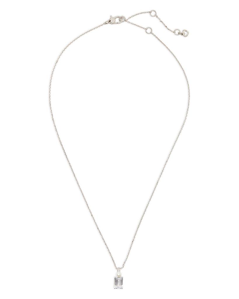 Bouquet Toss Cubic Zirconia & Imitation Pearl Pendant Necklace in Silver Tone, 17"-20"商品第3张图片规格展示