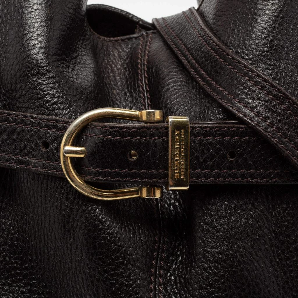 商品[二手商品] Burberry|Burberry Dark Brown Pebbled Leather Belted Tote,价格¥1200,第5张图片详细描述