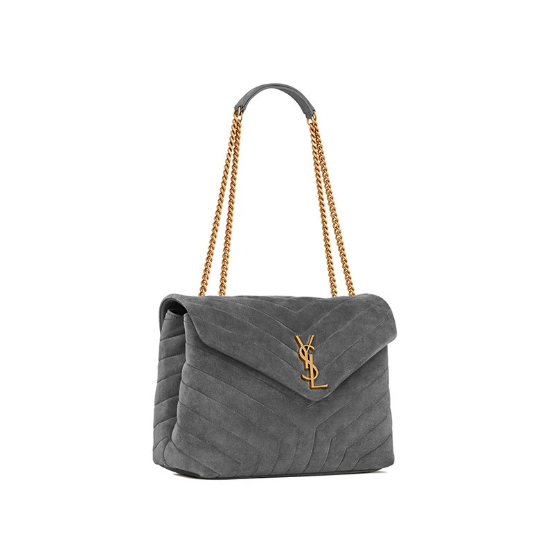 商品Yves Saint Laurent|【预售3-7天】YSL/圣罗兰 23新款 女士中号灰色小牛皮金色饰面翻盖单肩链条包5749461U8671112,价格¥20951,第6张图片详细描述