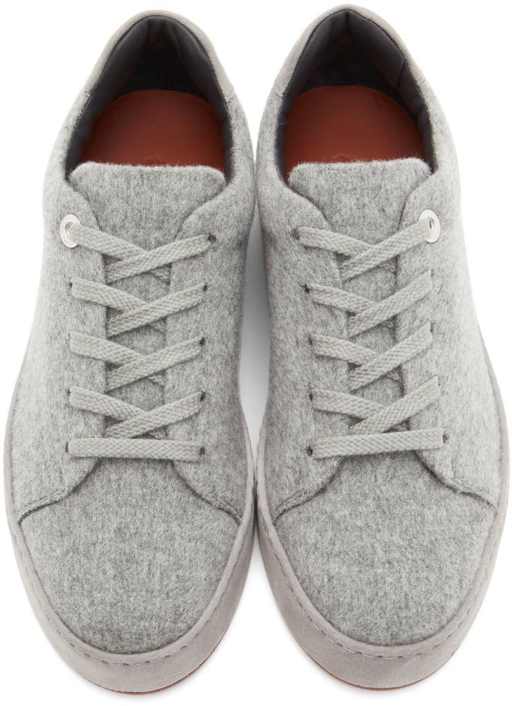 商品Loro Piana|Grey Cashmere Nuages Sneakers,价格¥8058,第7张图片详细描述