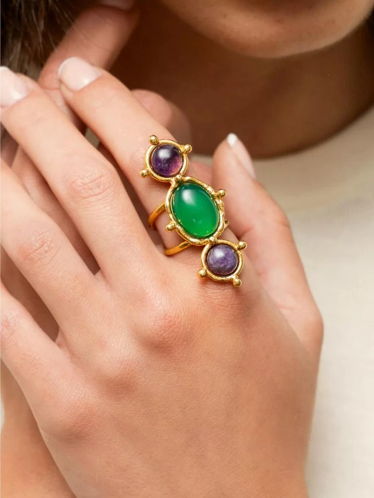 商品Sylvia Toledano|Cleo 22K-Gold-Plated, Amethyst & Green Onyx Ring,价格¥2061,第3张图片详细描述