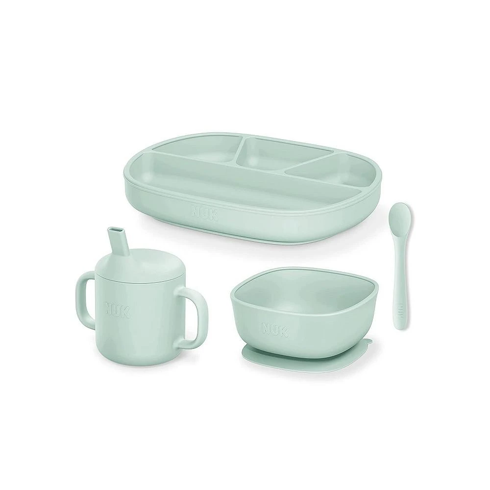 商品NUK|4 Piece Silicone Baby Tableware Set, Plate, Bowl, Cup and Spoon,价格¥373,第1张图片