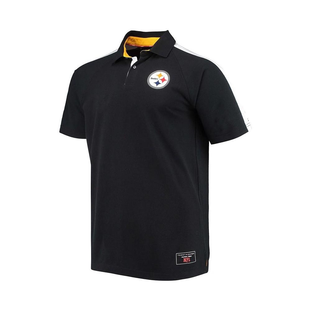 Men's Black, White Pittsburgh Steelers Holden Raglan Polo Shirt商品第3张图片规格展示