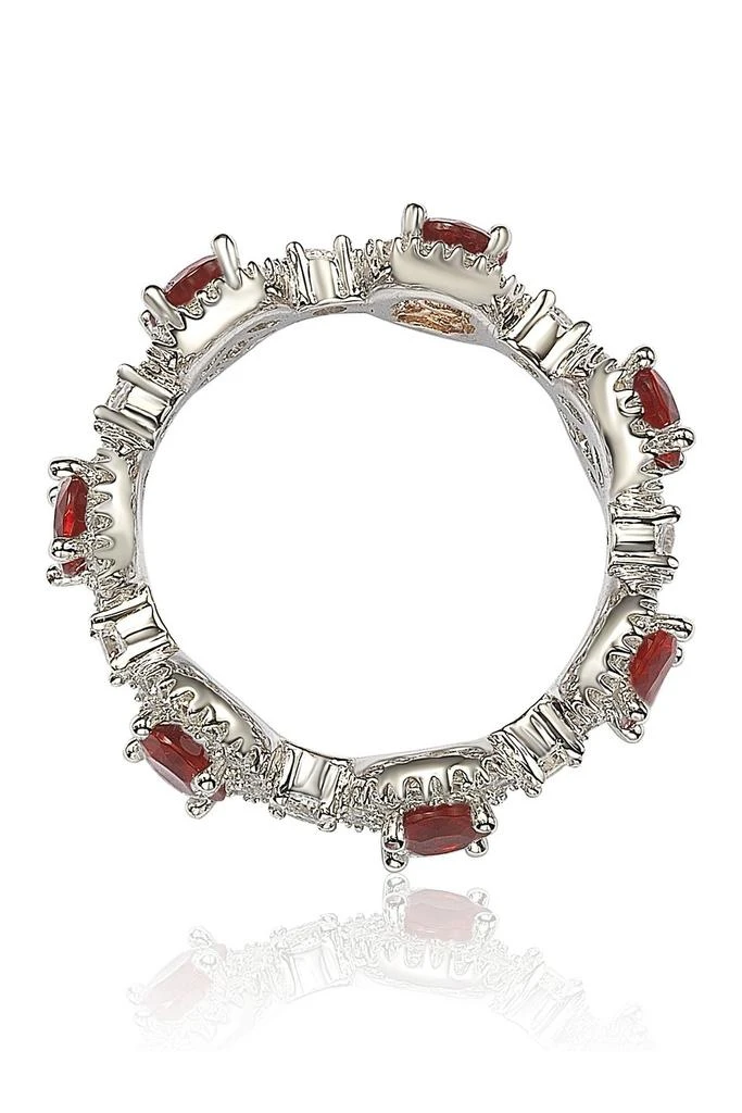 商品Suzy Levian|Sterling Silver Prong Set Red CZ & Pave Halo Station Eternity Band Ring,价格¥1090,第4张图片详细描述