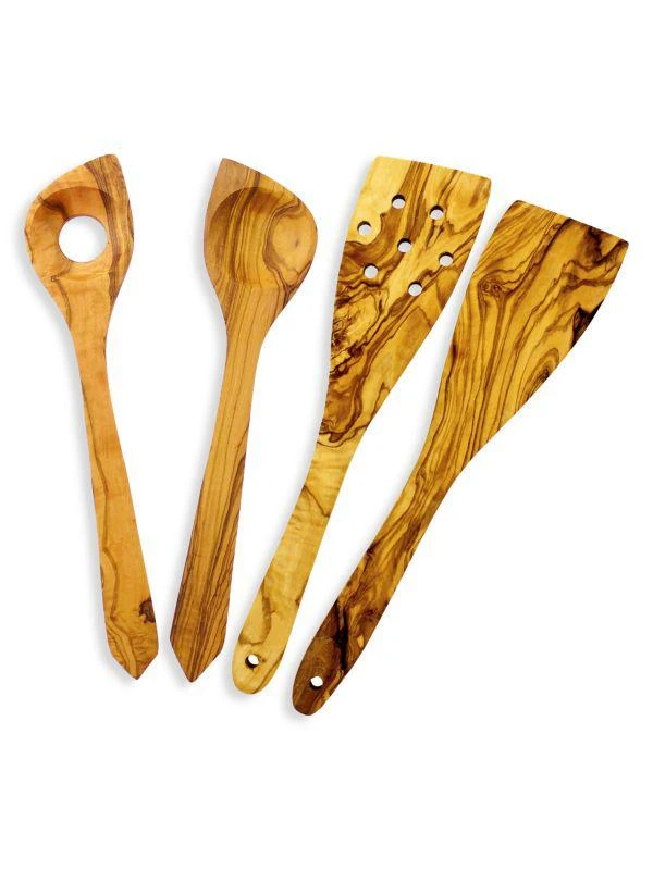 商品French Home|4-Piece Olivewood Kitchen Utensil Set,价格¥393,第1张图片