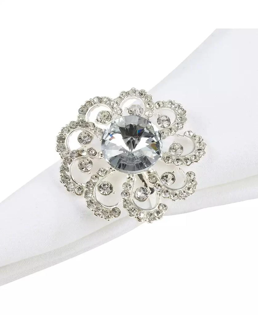 商品Saro Lifestyle|Jeweled Floral Napkin Ring Set of 4, 1.5" x 1.5",价格¥417,第3张图片详细描述