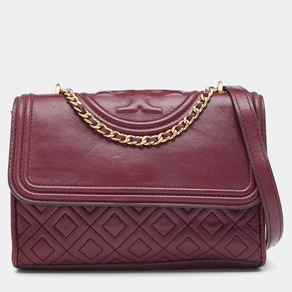 商品[二手商品] Tory Burch|Tory Burch Burgundy Leather Small Fleming Shoulder Bag,价格¥1191,第1张图片