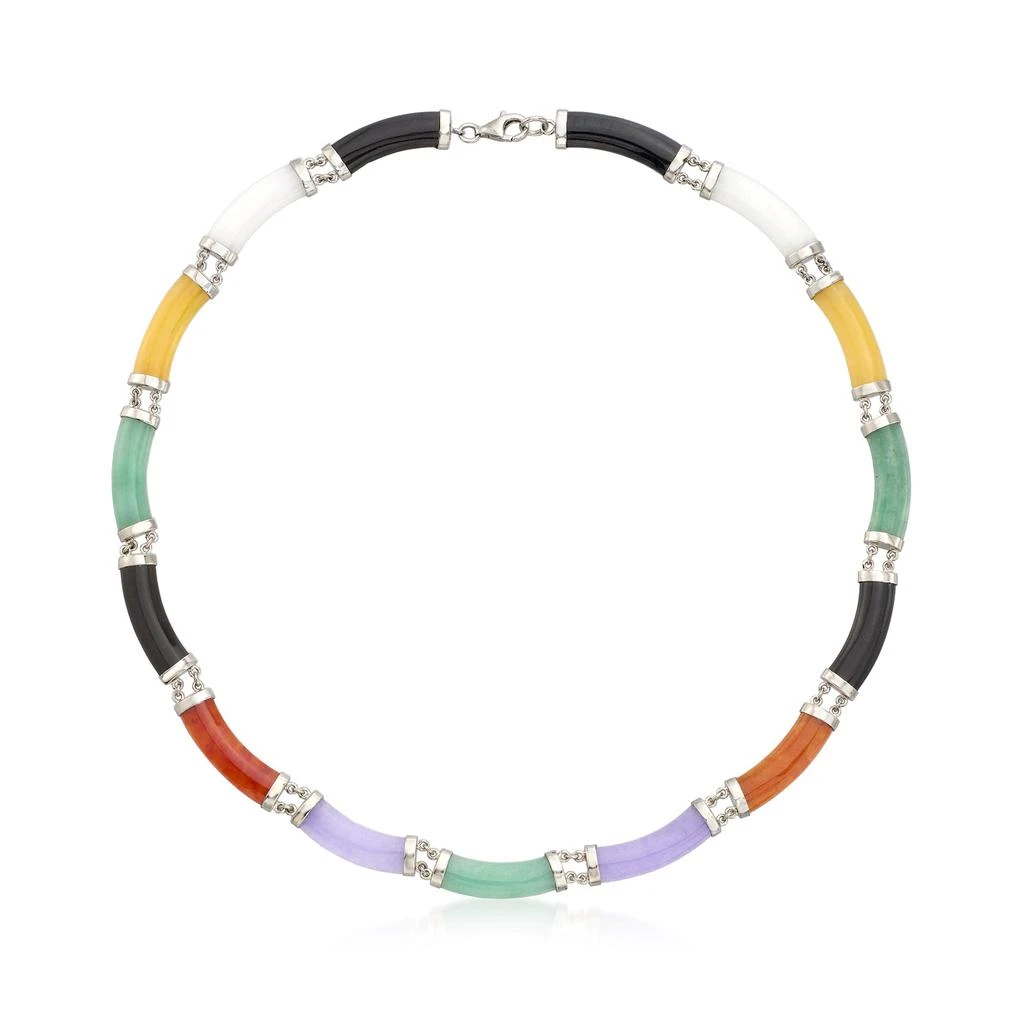 商品Ross-Simons|Ross-Simons Multicolored Jade Necklace in Sterling Silver,价格¥1263,第1张图片