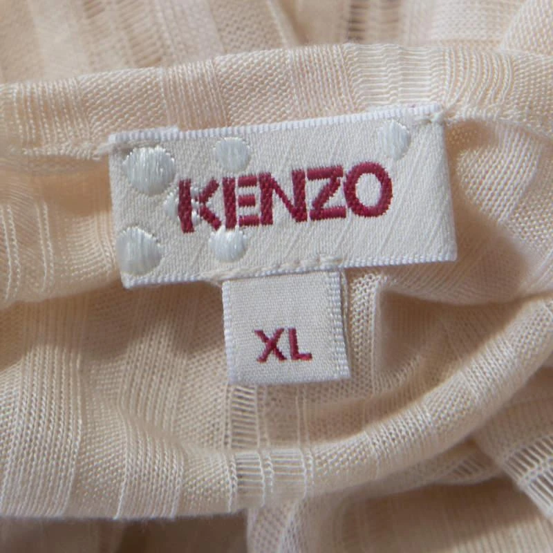 商品[二手商品] Kenzo|Kenzo Buttercream Foil Print Striped Knit Layered Tulle Sleeve Top XL,价格¥844,第5张图片详细描述